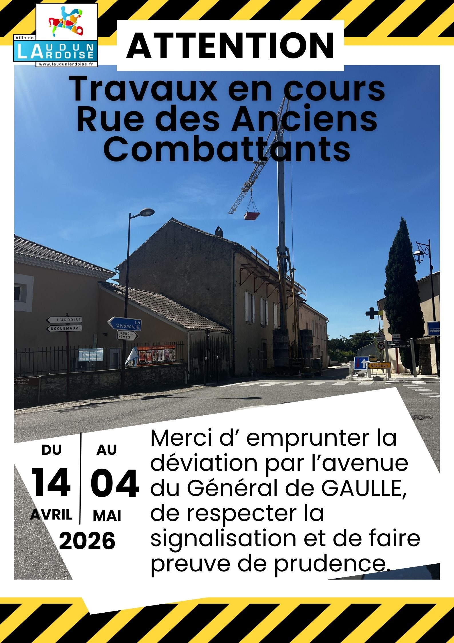 Affiche annonce dates travaux en cours 3