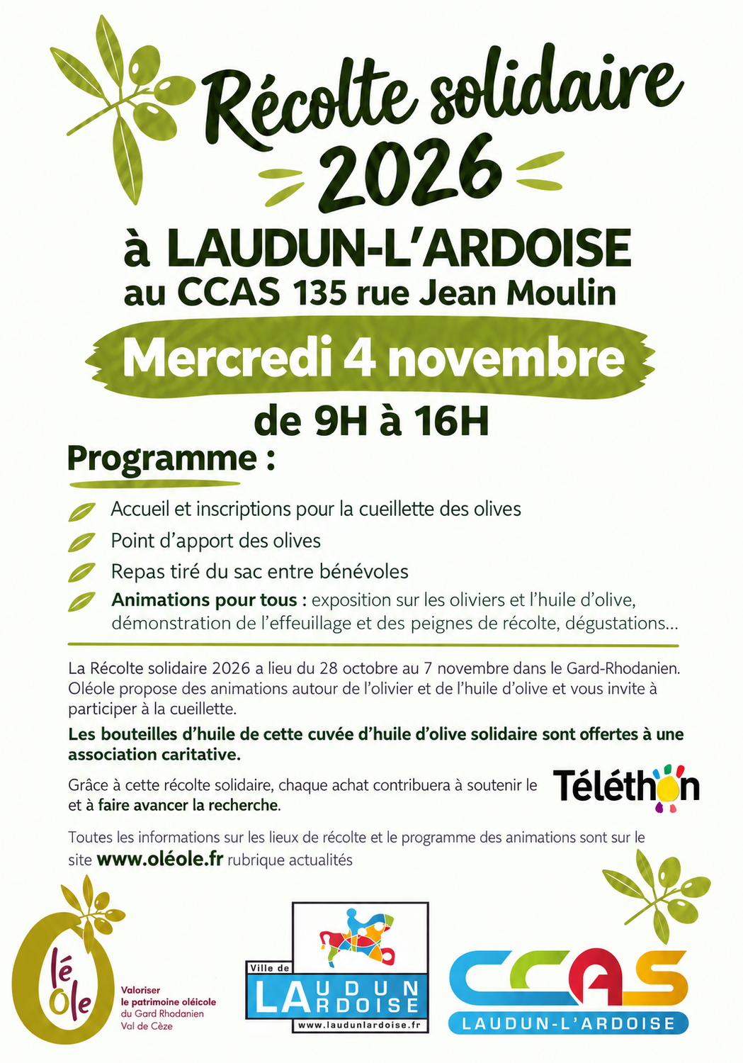 Affiche solidaire de récolte dolives 2026