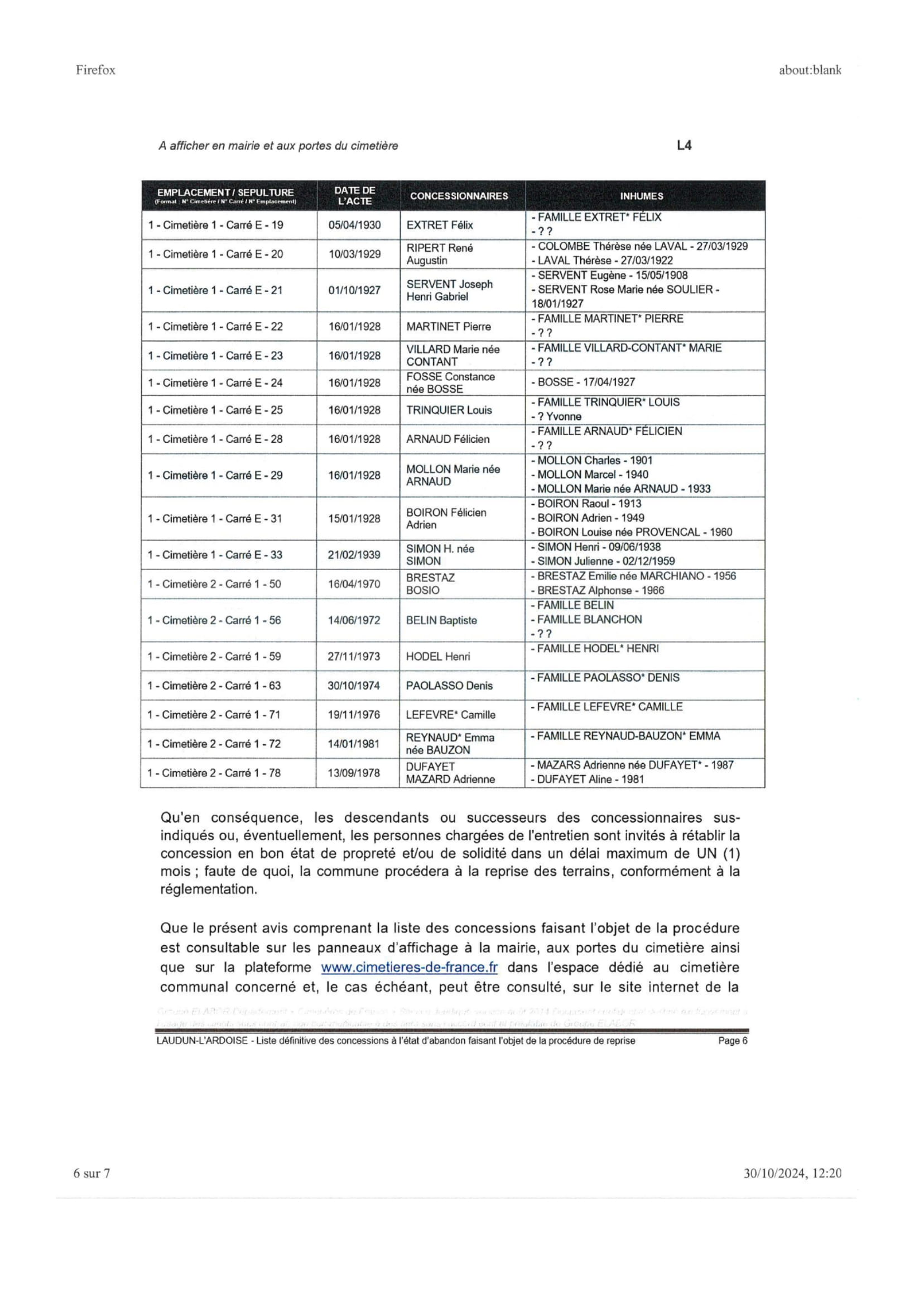 Avis municipal concessions à létat dabandon 6