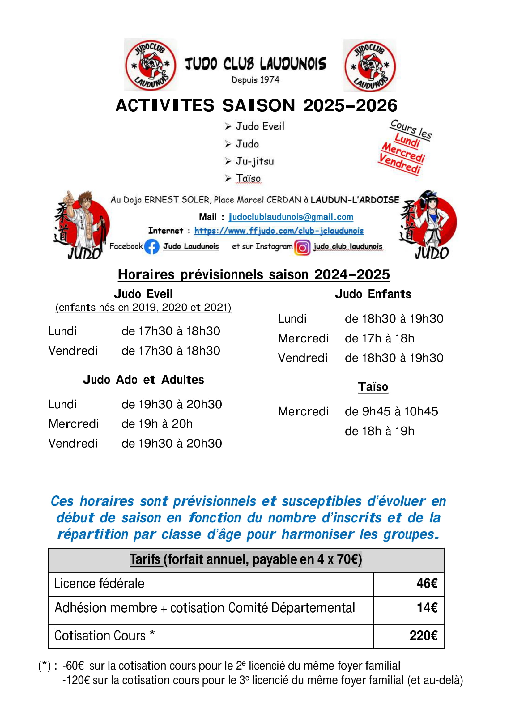 Fiche info et inscription 2025 2026 1 2