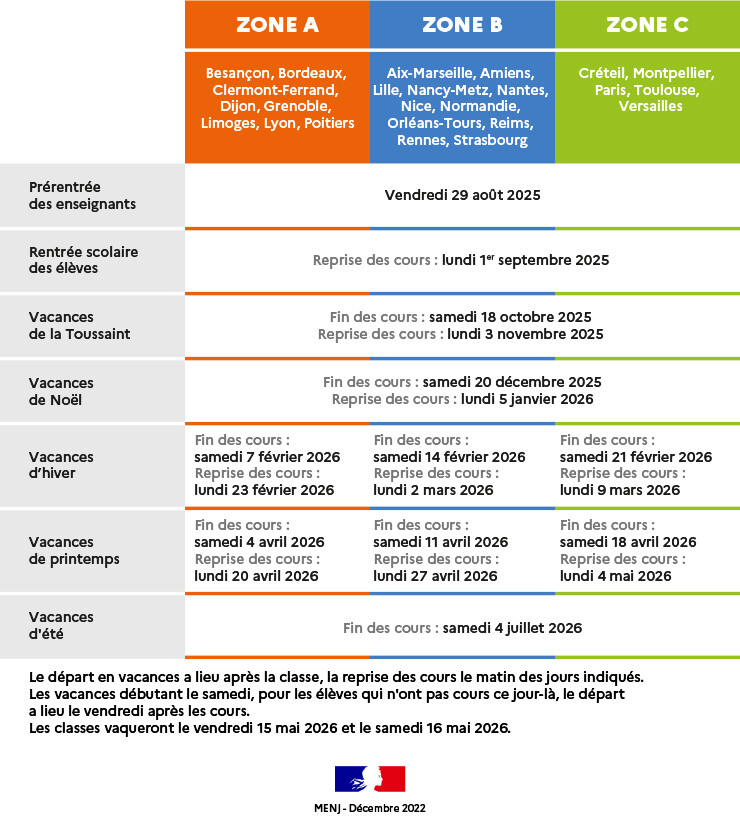 calendrier scolaire 2025 2026 119758