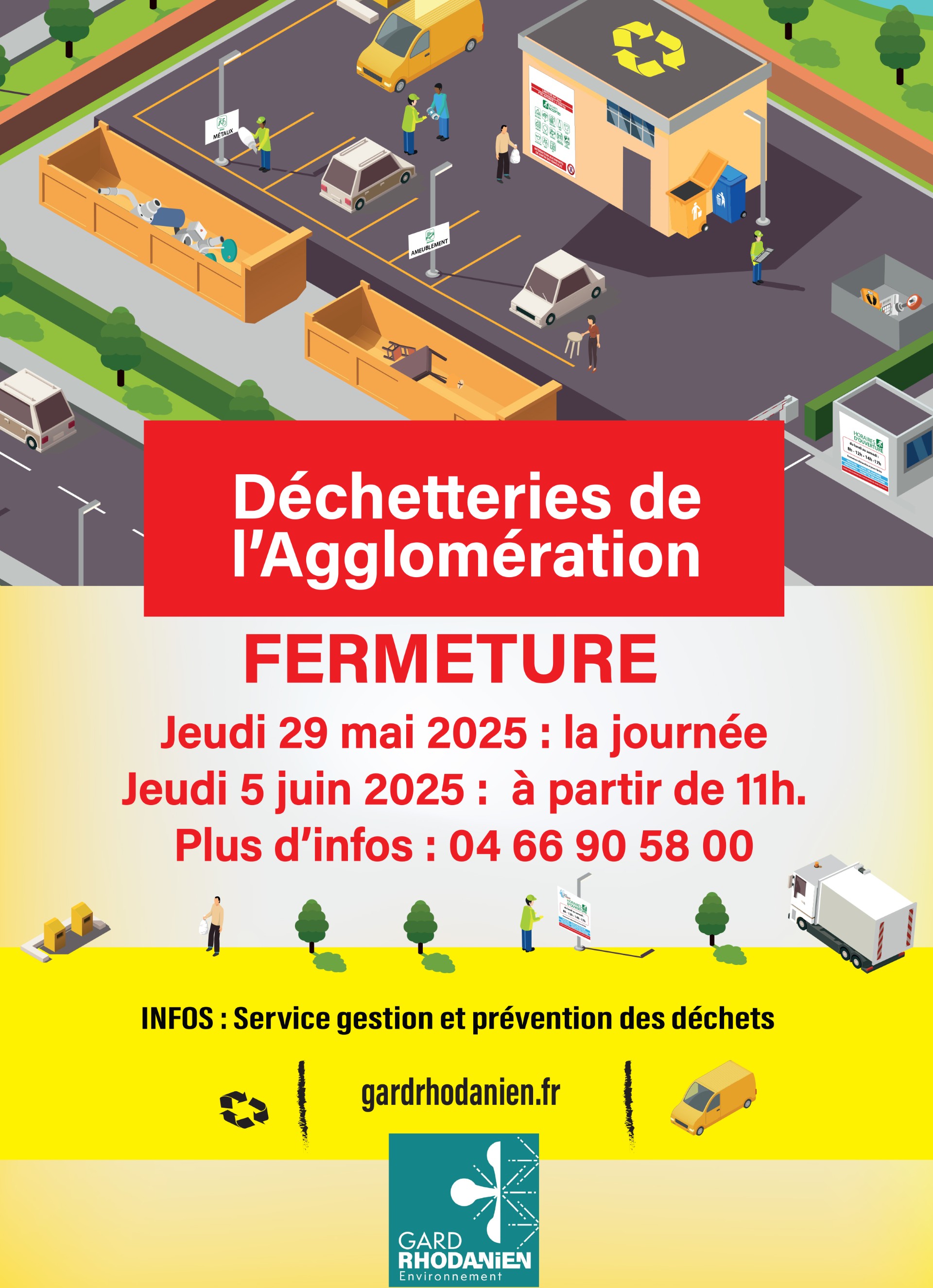 thumbnail AFFICHE FERMETURE déchetterie 30mai et le 5 juin 2025